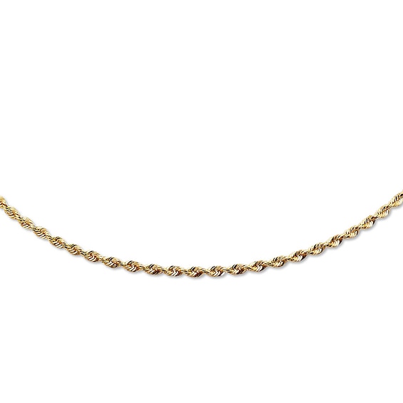 2mm Rope Chain Necklace Solid 14K Yellow Gold 24"