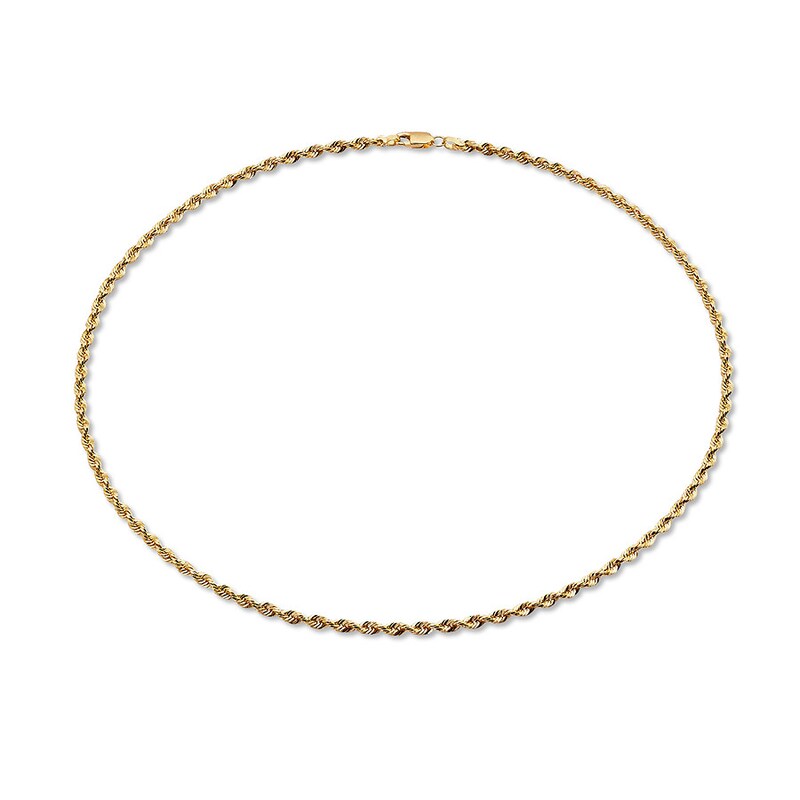 Main Image 2 of 2mm Rope Chain Necklace Solid 14K Yellow Gold 24&quot;