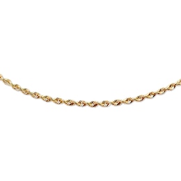 3mm Rope Chain Necklace Solid 14K Yellow Gold 24"