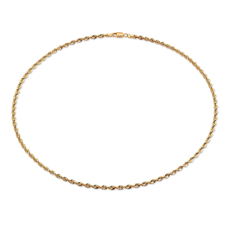 Solid Rope Chain Necklace 14K Yellow Gold 24"