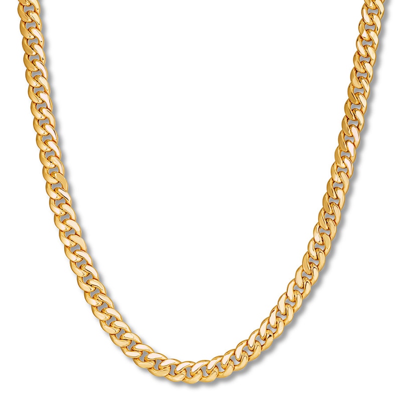 Hollow Miami Cuban Link Necklace 10K Yellow Gold 24"