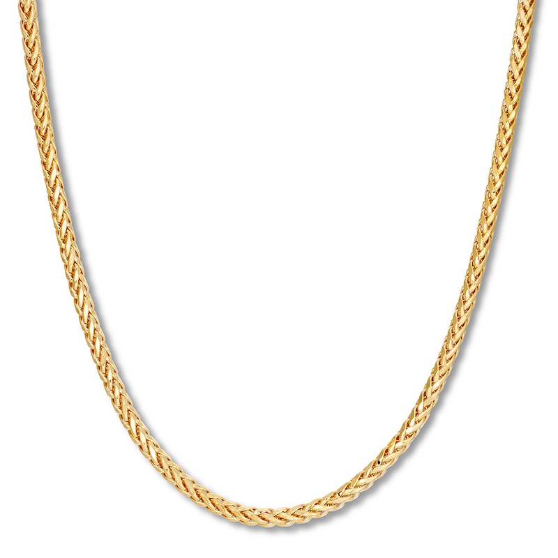 Hollow Wheat Chain Necklace 10K Yellow Gold 24"