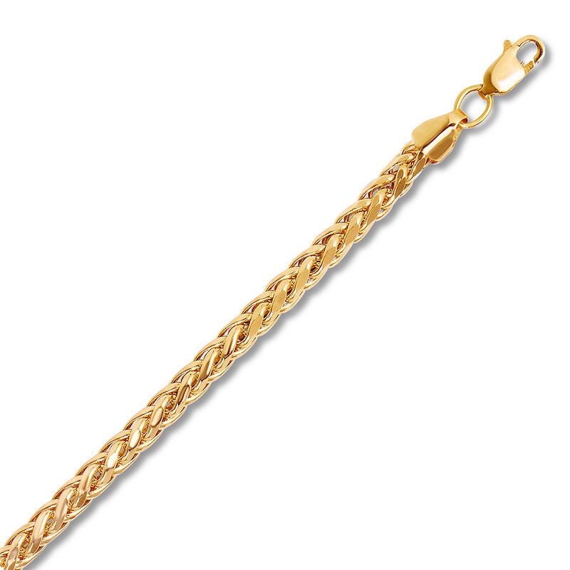 Hollow Wheat Chain Necklace 10K Yellow Gold 24"