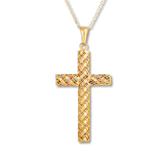 Woven Cross Necklace 10K Yellow Gold