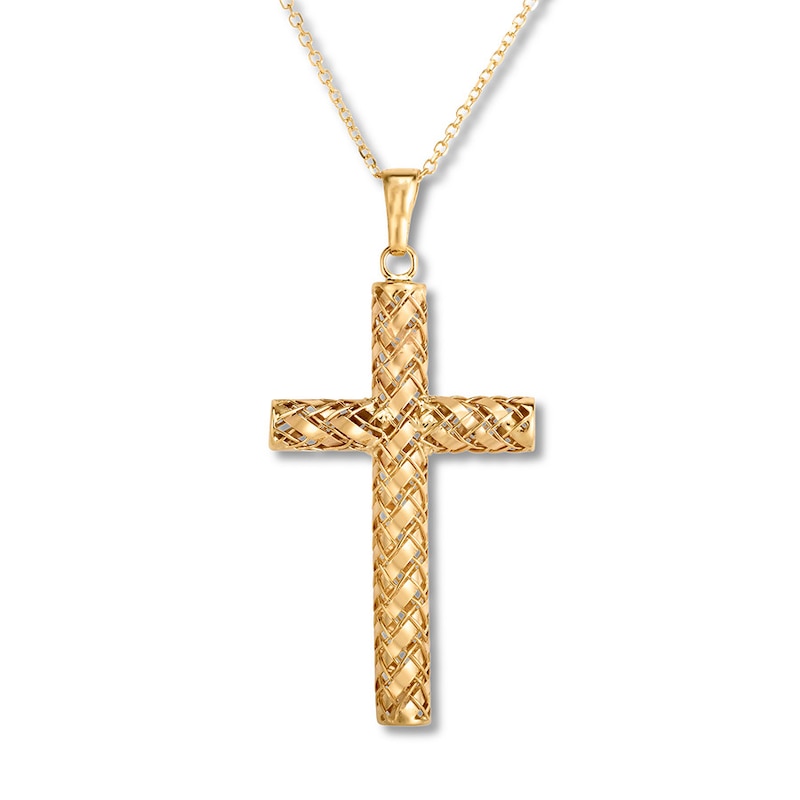 Main Image 4 of Woven Cross Necklace 10K Yellow Gold
