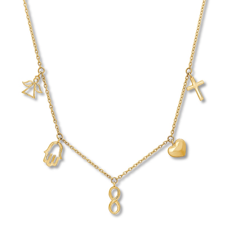 Main Image 1 of Multi-Charm Necklace 10K Yellow Gold 17&quot;
