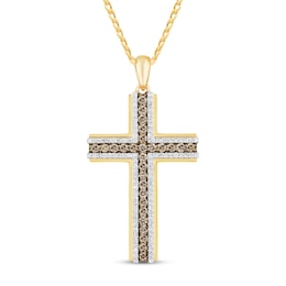 Diamond Cross Necklace 1 ct tw 10K Yellow Gold 22"