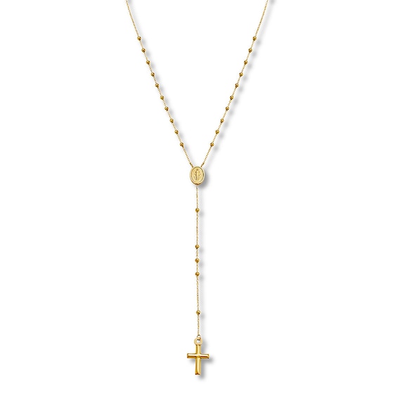 Rosary Necklace Semi-Solid 10K Yellow Gold 18.25"