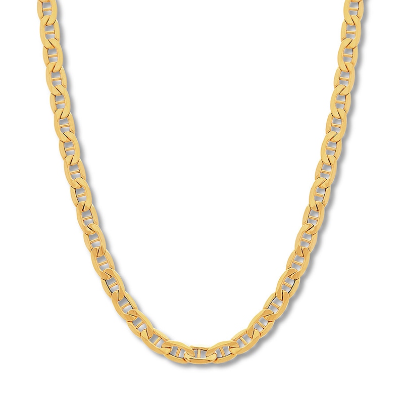 14k Yellow Gold Etched Anchor Mariner Link Chain Necklace by CRG