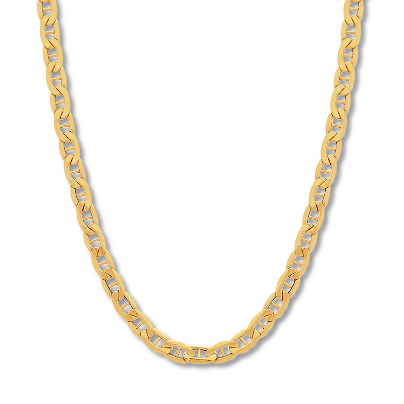 Hollow Mariner Link Necklace 14K Yellow Gold 22"