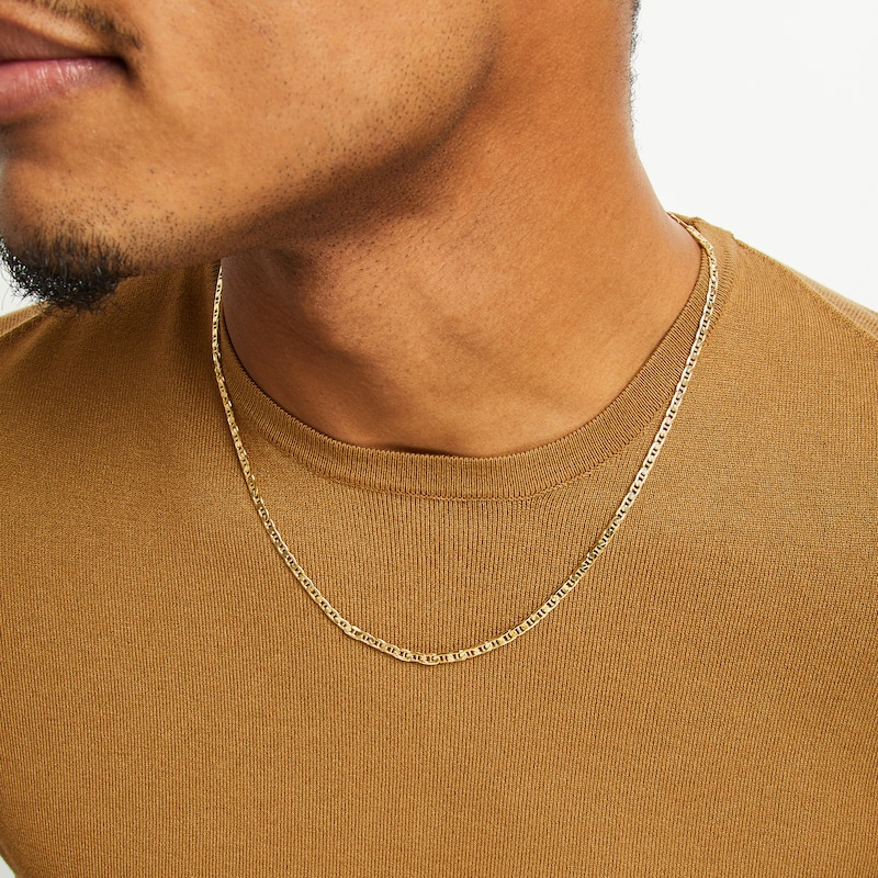 Hollow Mariner Link Necklace 14K Yellow Gold 22"