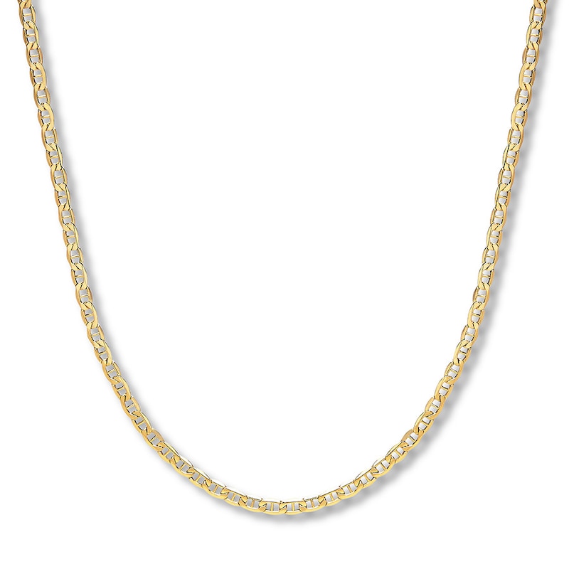 Hollow Mariner Link Necklace 14K Yellow Gold 24"