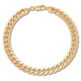 Cuban Curb Chain Bracelet Hollow 14K Yellow Gold 8.5"