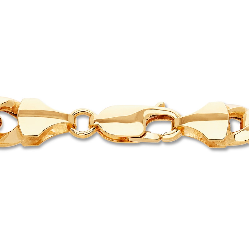 Main Image 2 of Cuban Curb Chain Bracelet Hollow 14K Yellow Gold 8.5&quot;