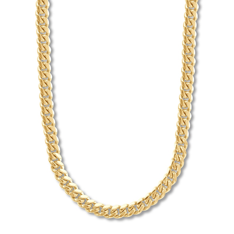 Solid Miami Cuban Curb Chain Necklace 14K Yellow Gold