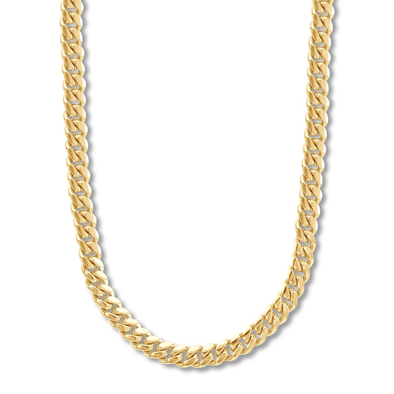 Main Image 1 of Miami Cuban Curb Chain Necklace Solid 14K Yellow Gold
