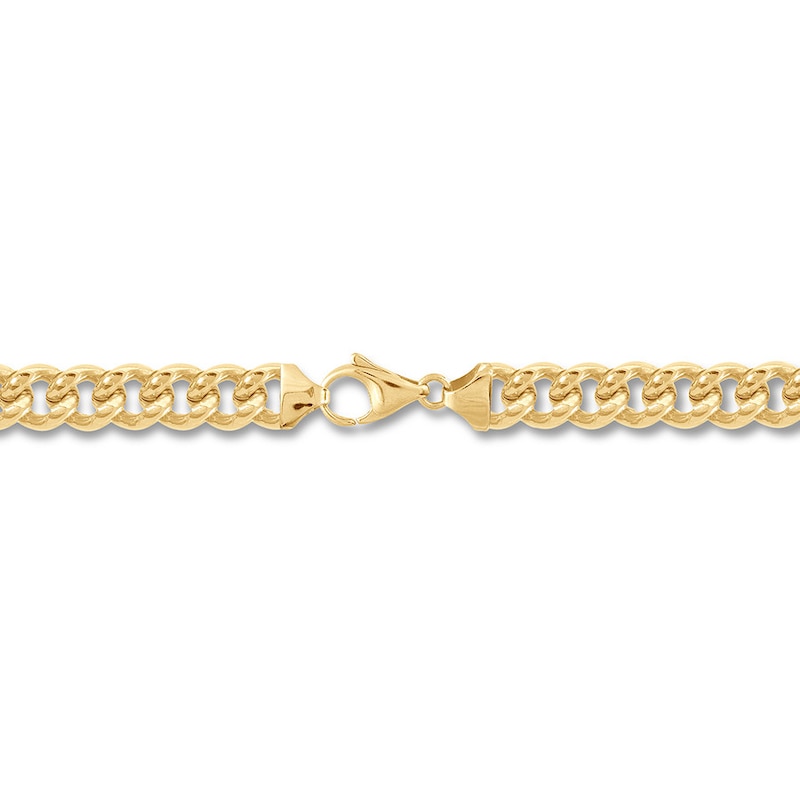 Hollow Cuban Curb Chain Necklace 14K Yellow Gold 26"