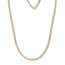 Franco Chain Necklace Hollow 14K Yellow Gold Appx. 2.6mm 22"