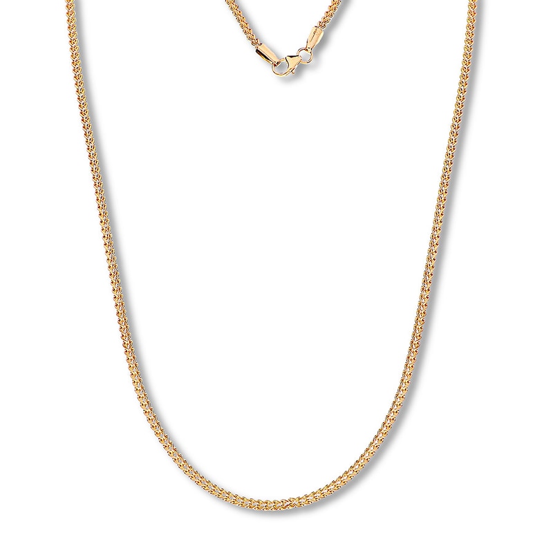 Hollow Franco Chain Necklace 14K Yellow Gold Appx. 2.6mm 22"
