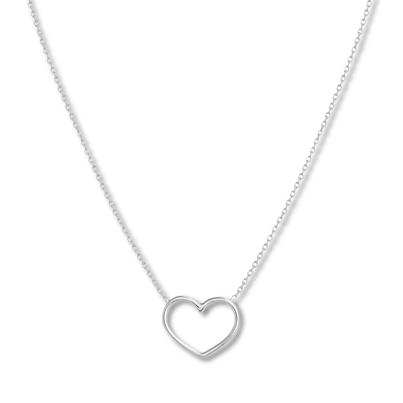 Main Image 1 of Heart Necklace 14K White Gold 16&quot; to 18&quot; Adjustable