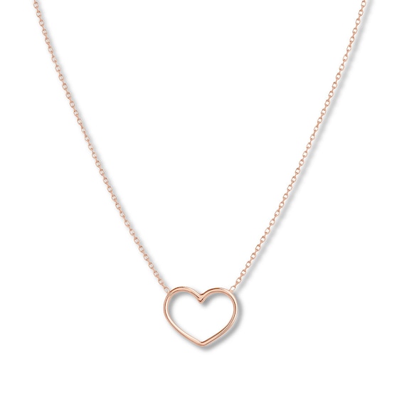 Heart Necklace 14K Rose Gold 16" to 18" Adjustable