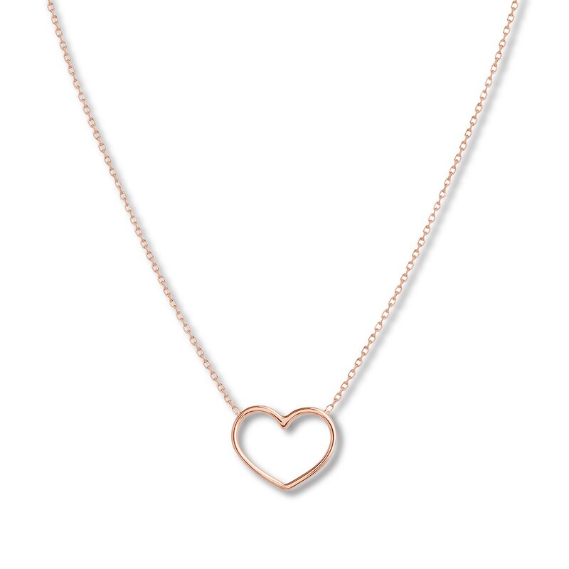 Main Image 1 of Heart Necklace 14K Rose Gold 16&quot; to 18&quot; Adjustable