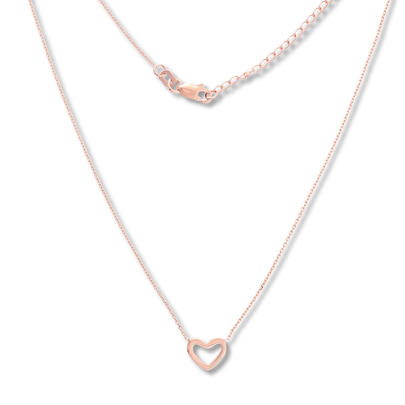 Heart Necklace 14K Rose Gold 16" to 18" Adjustable