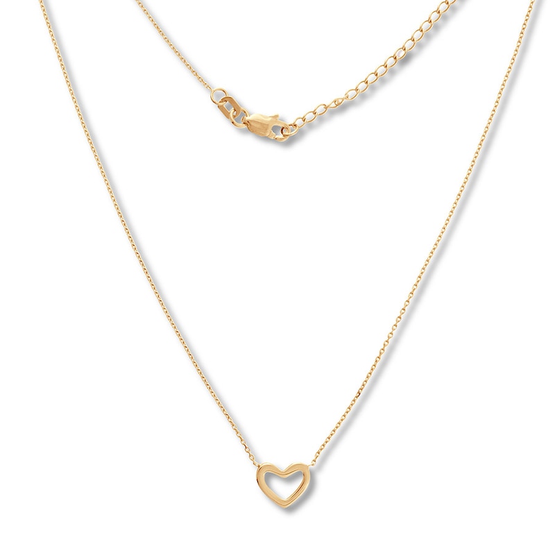 14K Gold Heart Necklace 14K White Gold / 16