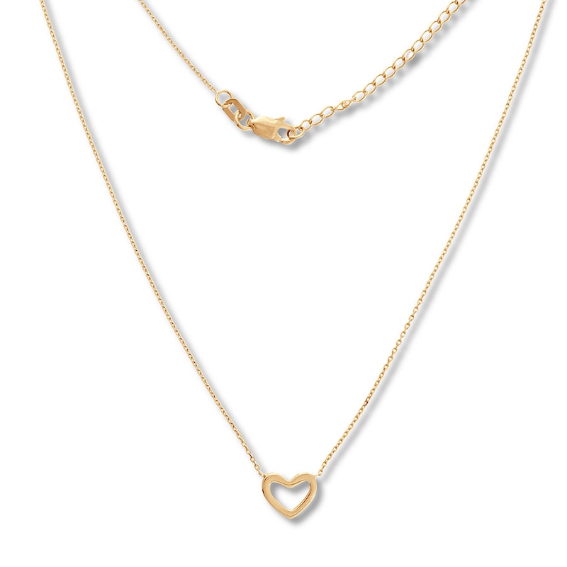 Main Image 1 of Heart Necklace 14K Yellow Gold 16&quot;-18&quot; Adjustable
