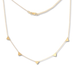 Triangle Station Necklace 14K Yellow Gold 16" to 18" Adjustable