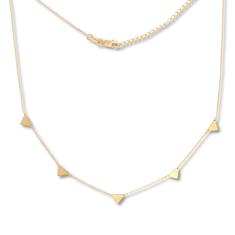 Main Image 1 of Triangle Station Necklace 14K Yellow Gold 16&quot; to 18&quot; Adjustable