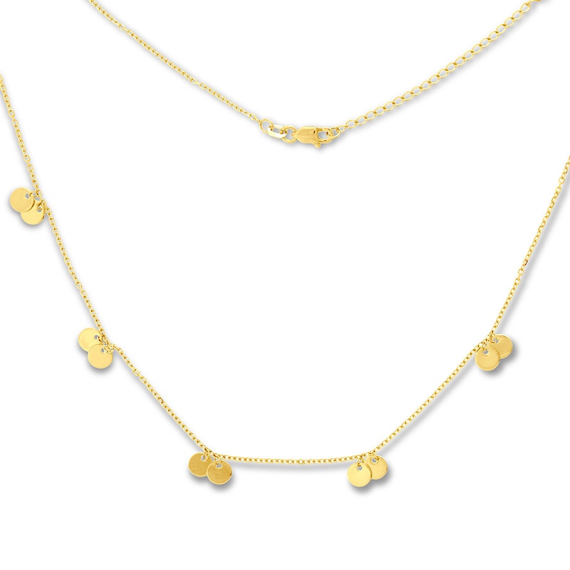 Main Image 1 of Dangling Disc Necklace 14K Yellow Gold 16&quot; to 18&quot; Adjustable