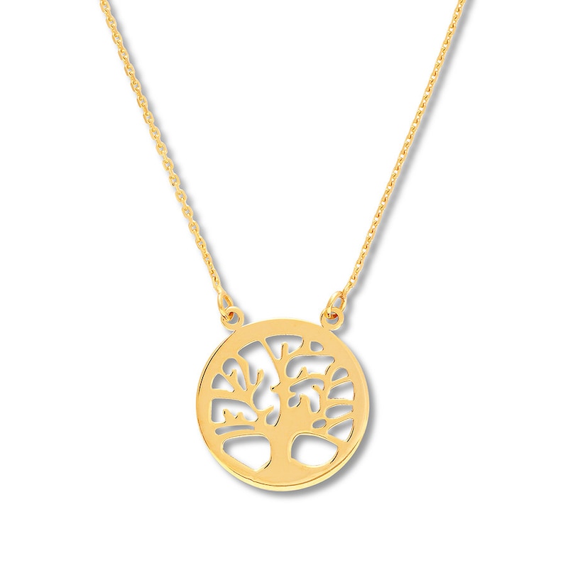 Tree Necklace 14K Yellow Gold 16" to 18" Adjustable with 360