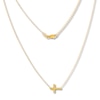 Thumbnail Image 1 of Sideways Cross Necklace 14K Yellow Gold 16&quot; to 18&quot; Adjustable