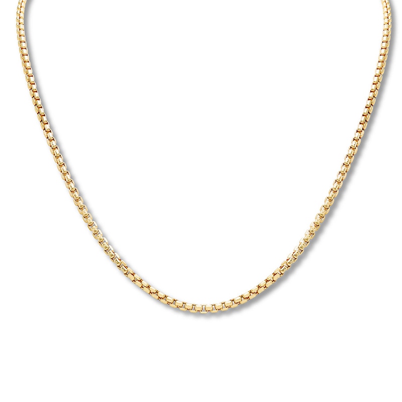 Box Chain Necklace 14K Yellow Gold 24