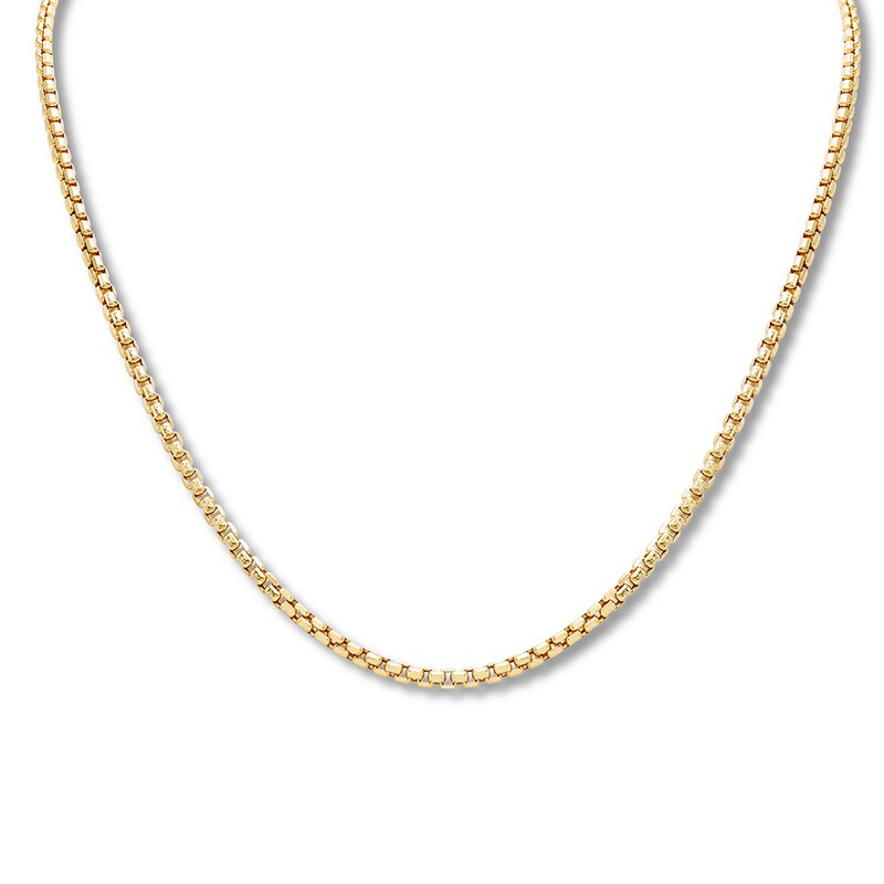 Main Image 1 of Box Chain Necklace Hollow 14K Yellow Gold 24&quot; Appx. 2.5mm