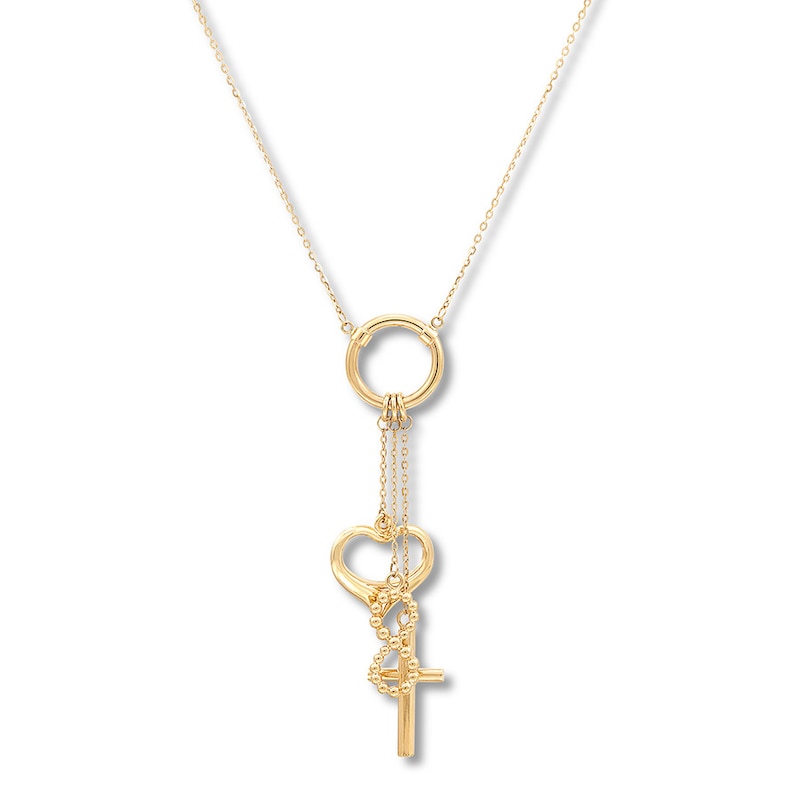 Main Image 1 of Cross, Heart, and Infinity Necklace 10K Yellow Gold