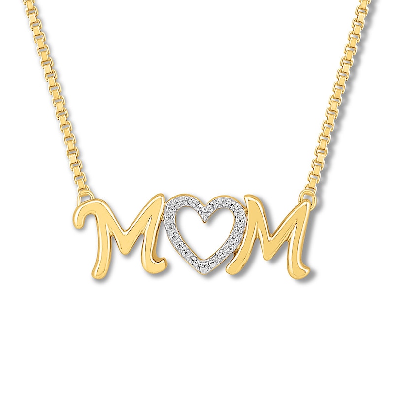 Main Image 1 of Mom Diamond Necklace 1/20 ct tw Round-cut 10K Yellow Gold 18&quot;