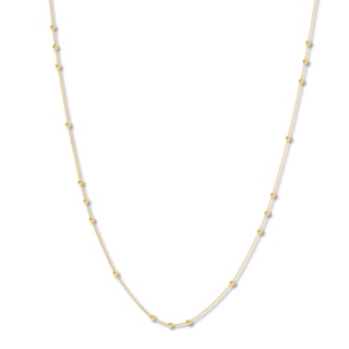 Beaded Cable Chain Necklace 14K Yellow Gold 16" to 18" Adj