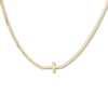 Thumbnail Image 0 of Cross Curb Chain Choker Necklace 14K Yellow Gold 12"-17" Adj.