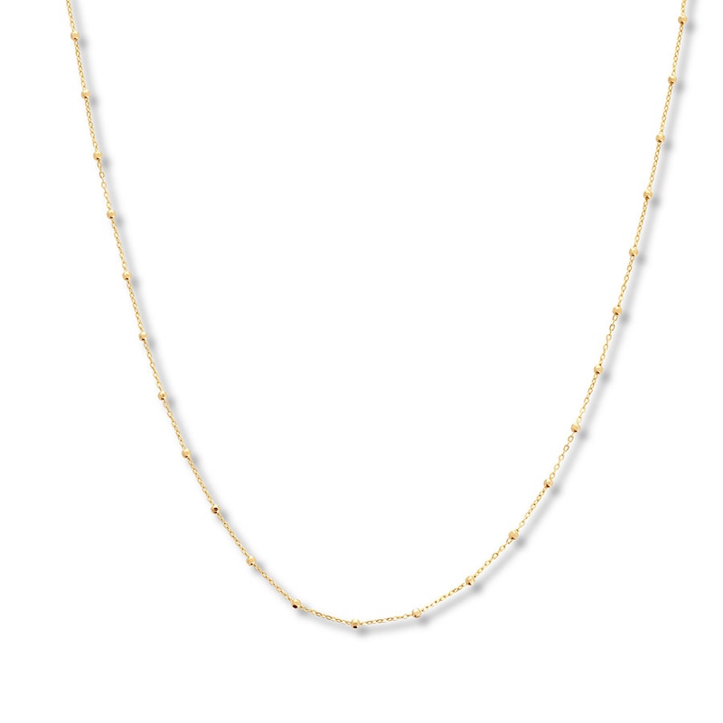 Main Image 1 of Beaded Cable Chain Necklace 14K Yellow Gold 16&quot;