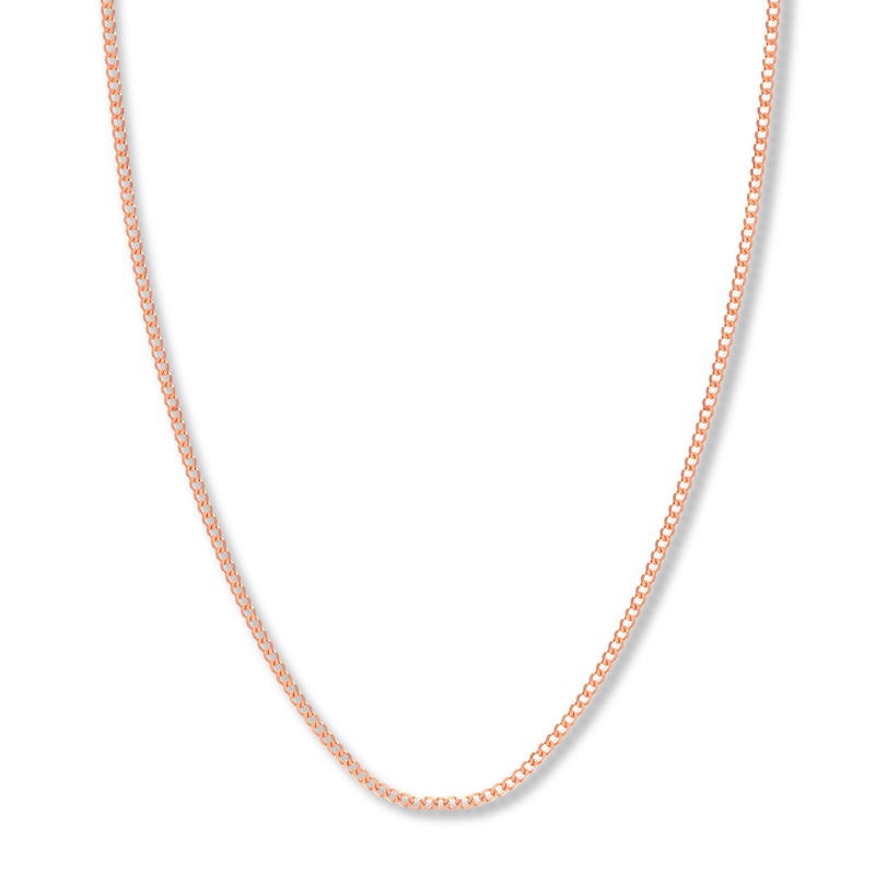 Main Image 1 of 16 Curb Chain Necklace Solid 14K Rose Gold Appx. 2.7mm