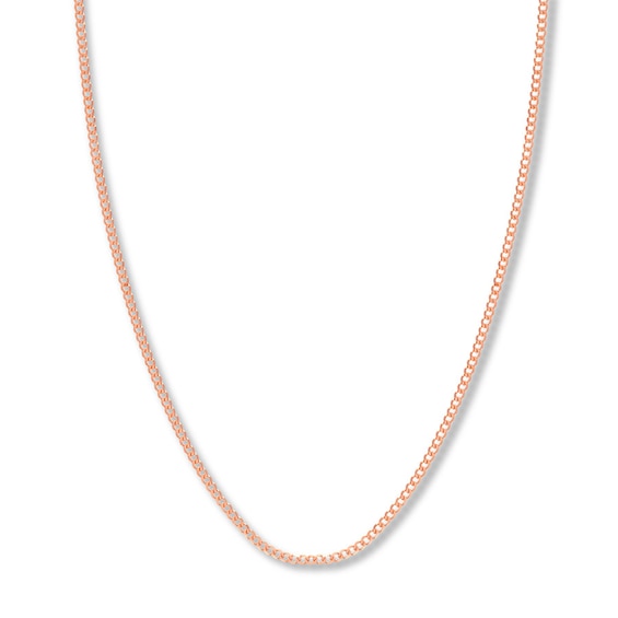18 Curb Chain Necklace Solid 14K Rose Gold Appx. 2.7mm