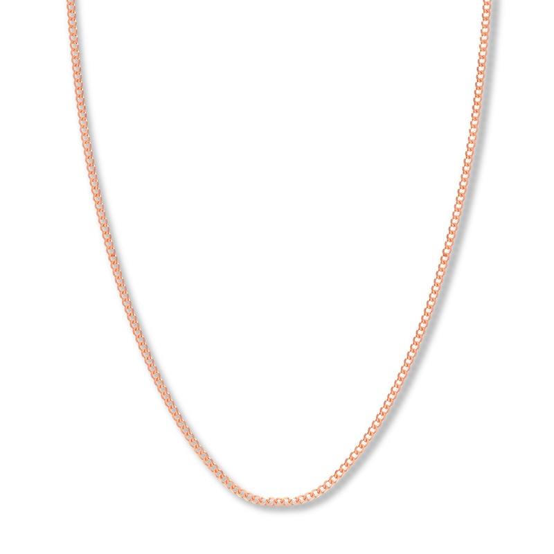 18 Solid Curb Chain Necklace 14K Rose Gold Appx. 2.7mm