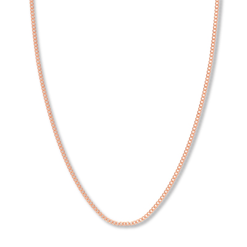 Main Image 1 of 18 Curb Chain Necklace Solid 14K Rose Gold Appx. 2.7mm