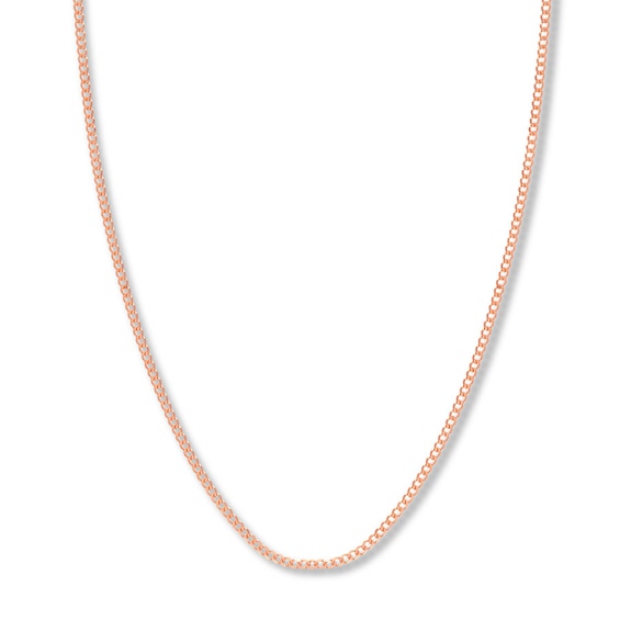 20 Curb Chain Necklace Solid 14K Rose Gold Appx. 2.7mm
