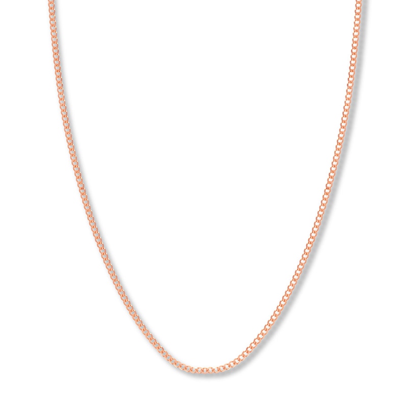 Main Image 1 of 20 Curb Chain Necklace Solid 14K Rose Gold Appx. 2.7mm
