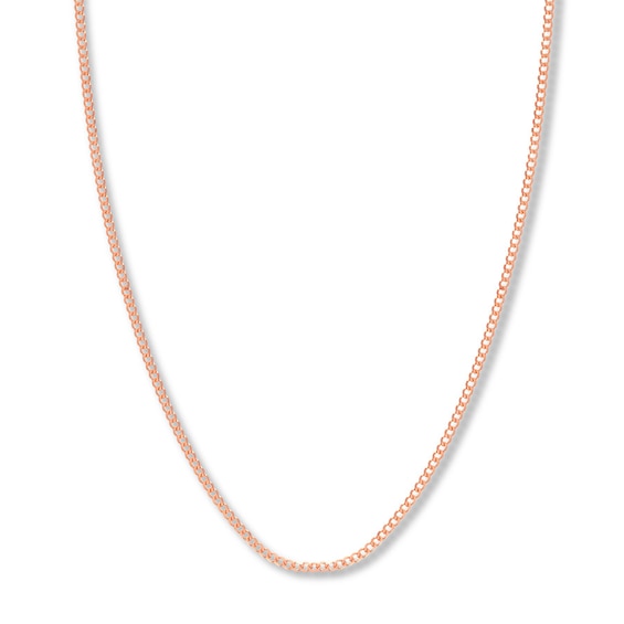 24 Curb Chain Necklace Solid 14K Rose Gold Appx. 2.7mm