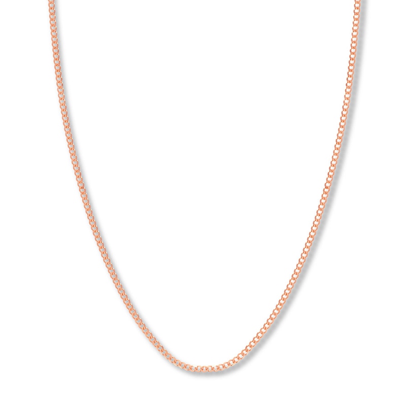 24 Solid Curb Chain Necklace 14K Rose Gold Appx. 2.7mm with 360