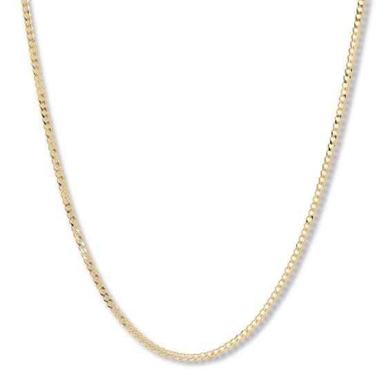 24 Curb Chain Necklace Solid 14K Yellow Gold Appx. 2.7mm